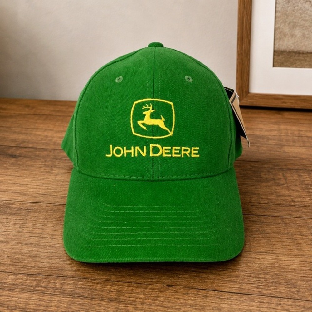 John Deere Green Trucker Hat Snapback Mesh Farm Tractor Cap Adult OS NWT